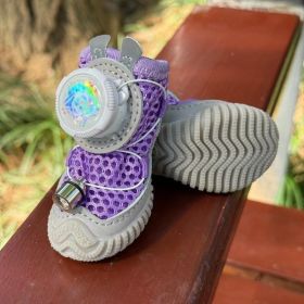 2026 New Glowing Dog Shoes 4PCS LED Light-Up Anti-Slip Paw Protector For Small Medium Dogs Night Safety Visibility Outdoor Shoes (Option: Purple-M  1.50W  2.05L)